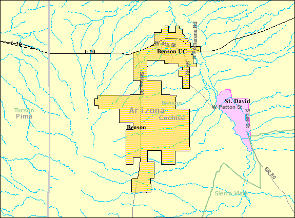  Detailed map of Benson, Arizona