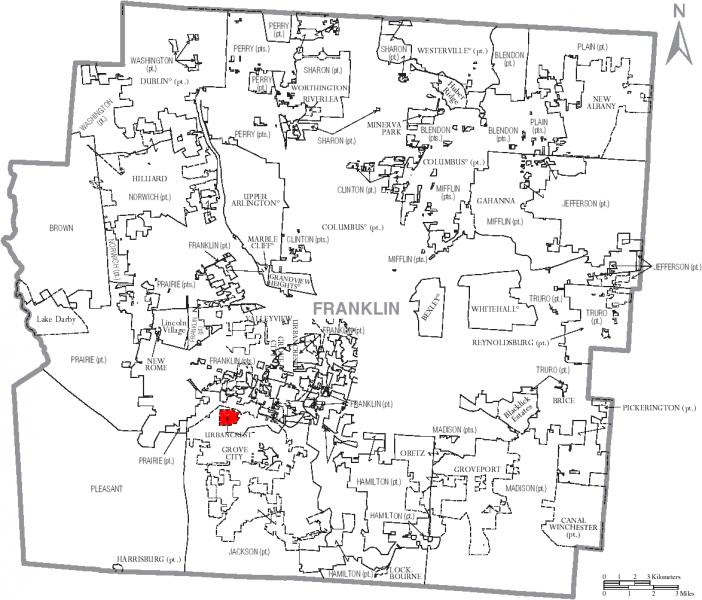  Map of Franklin County Ohio With Urbancrest Labeled