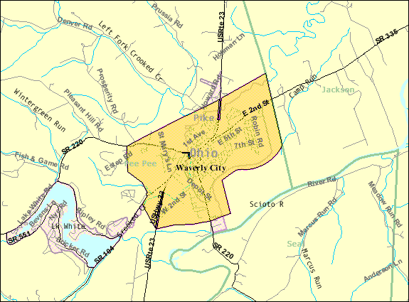  Detailed map of Waverly, Ohio