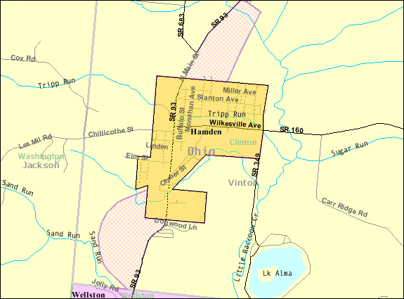  Detailed map of Hamden in Ohio