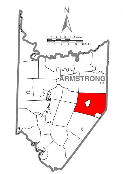  Map of Cowanshannock Township, Armstrong County, Pennsylvania Highlighted