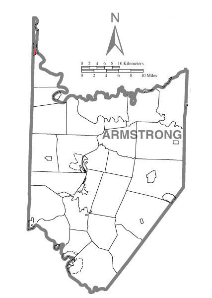  Map of Parker, Armstrong County, Pennsylvania Highlighted