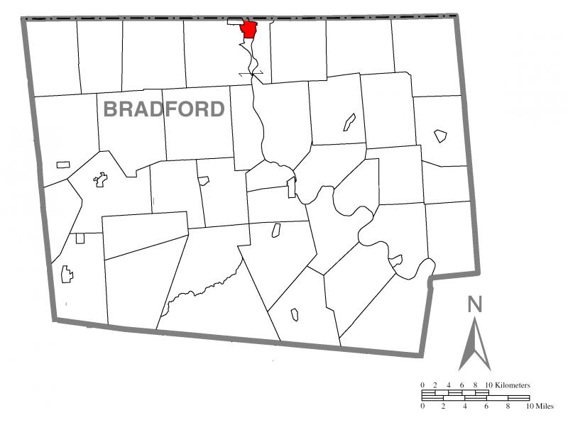  Map of Sayre, Bradford County, Pennsylvania Highlighted