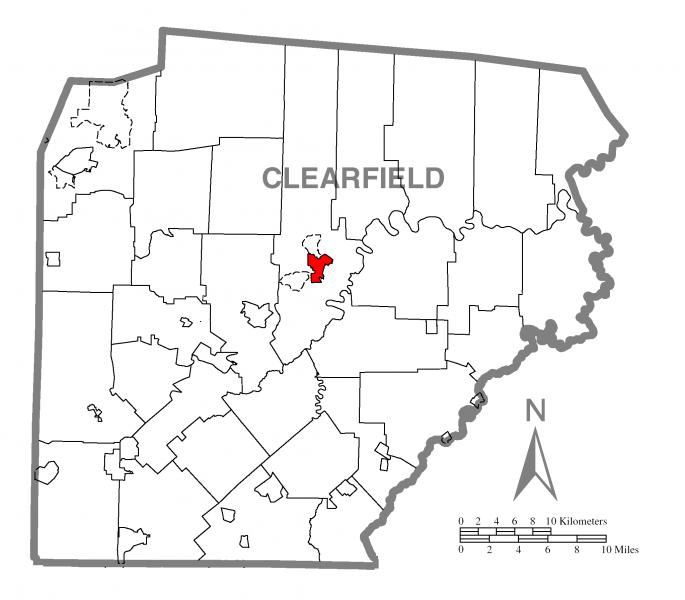  Map of Clearfield, Clearfield County, Pennsylvania Highlighted