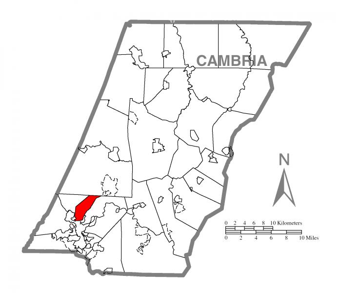  Map of Middle Taylor Township, Cambria County, Pennsylvania Highlighted