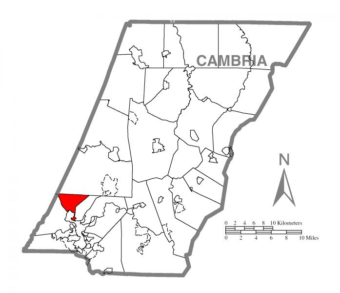  Map of West Taylor Township, Cambria County, Pennsylvania Highlighted