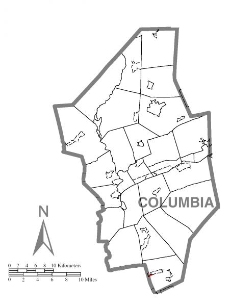  Map of Wilburton Number One, Columbia County, Pennsylvania Highlighted