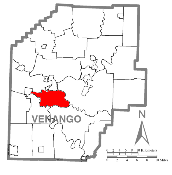  Map of Venango County Pennsylvania Highlighting Sandycreek Township