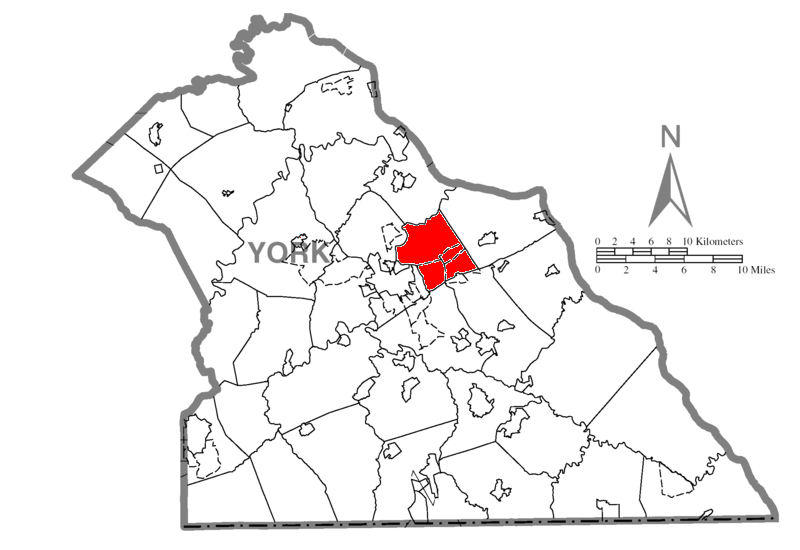  Map of York County, Pennsylvania Highlighting Springettsbury Township
