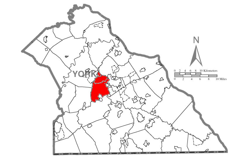  Map of York County, Pennsylvania Highlighting West Manchester Township